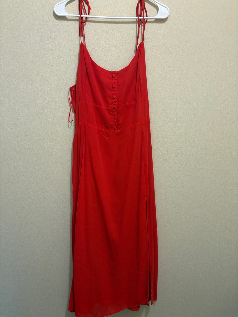 Red midi dress with slit